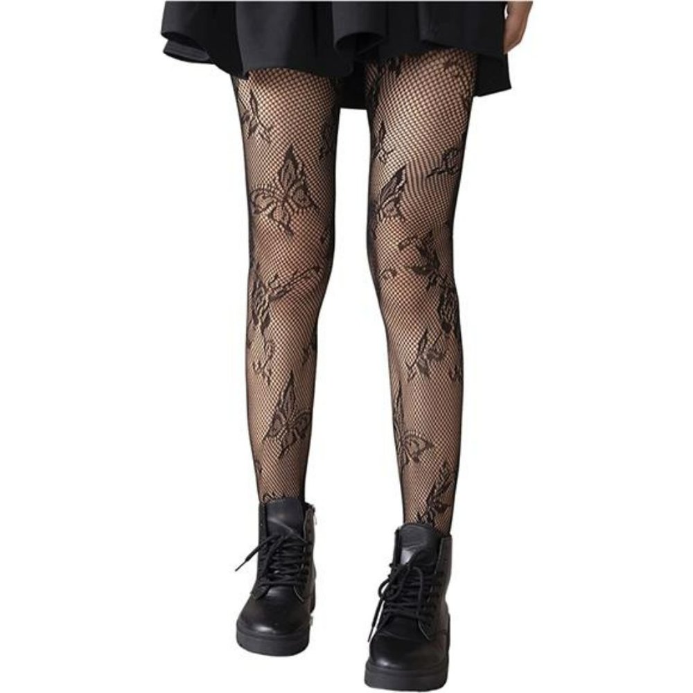 Women's Patterned Tights Fishnet Floral Pantyhose High Waist Stockings